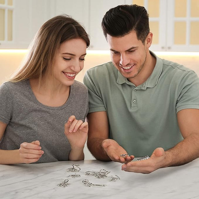 THE TWIDDLERS 36 Metal Brain Teaser Puzzles for Kids & Adults (4 Levels) - Disentanglement Mind Teaser Puzzles with Pouch - Party Favor, Educational Gift