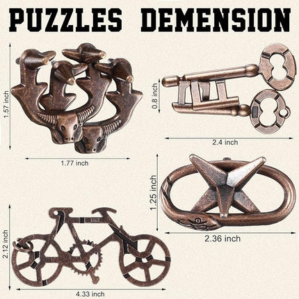 Wettarn 9 Pcs Metal Brain Teaser Puzzles Teaser 3D Steel Puzzle for Adults Unlock Interlocking Games IQ Education Smart Logic Test Toys for Adults Mind Challenge(Classic Style)