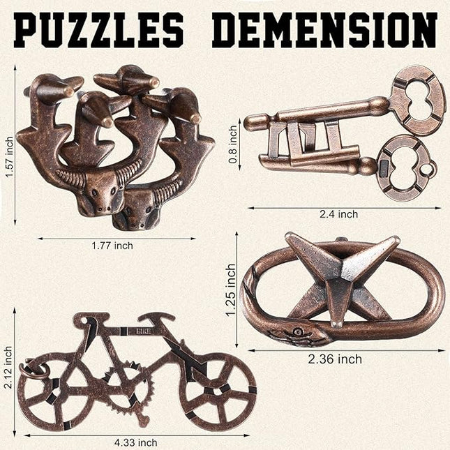 Wettarn 9 Pcs Metal Brain Teaser Puzzles Teaser 3D Steel Puzzle for Adults Unlock Interlocking Games IQ Education Smart Logic Test Toys for Adults Mind Challenge(Classic Style)