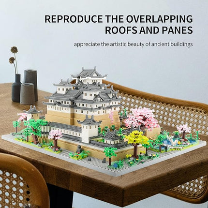 Japanese Micro Building Blocks Sets for Adults 10080 PCS Japan Himeji Castle with Cherry Blossoms Model Kit Big Architecture Landmarks Collection Kit