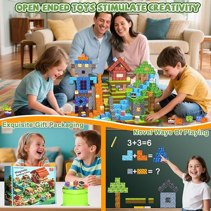 Magnetic Blocks,170PCS Magnetic Building Blocks Upgraded Sensory Toys Construction Set,Magnets Cubes Building Toys for Kids Games,Toddler Montessori Stacking Magnets for 3+ Boys Girls Birthday Gifts