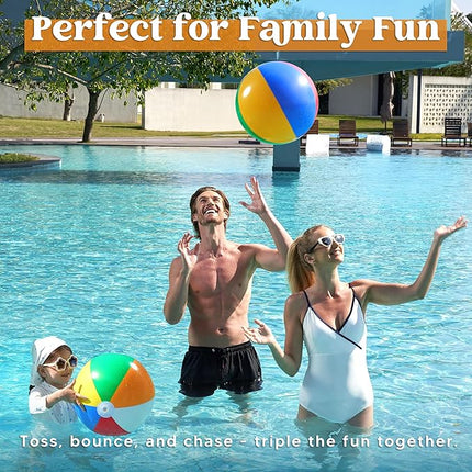 JOYIN 2-Pack 20" Beach Balls - Pool Toys Large Inflatable Beach Ball Swimming Pool Water Games, Classic Rainbow Color Beachball Luau Birthday Decorations Party Supplies Party Favors Gifts