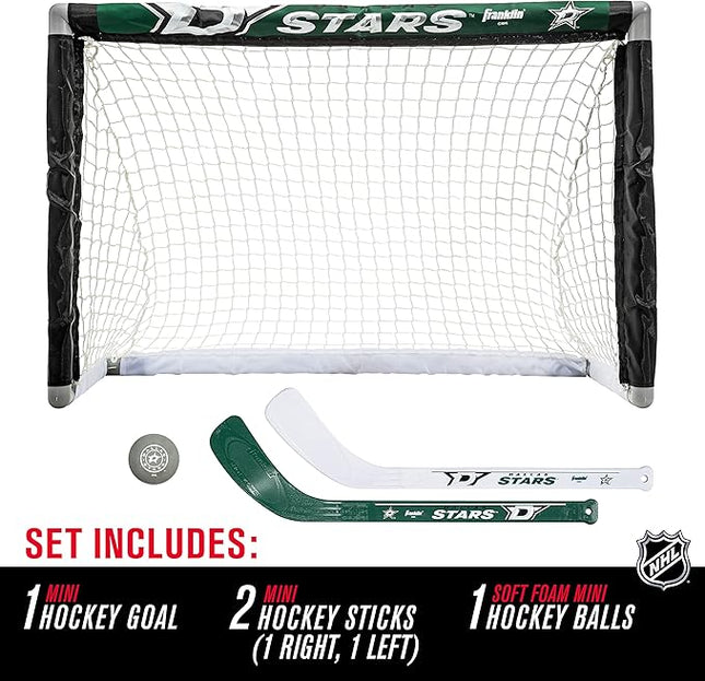 Franklin Sports NHL Mini Hockey Set - Kids Indoor Knee Hockey Goal, Ball, + 2 Stick Combo - Youth Team Indoor Toy Set - Official - Ages 3+