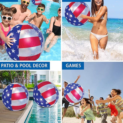 POZA Inflatable USA Pool Float - Luxurious Fun Lounger Filled with Sparkle Silver Stars Confetti, Cool USA Flag Design Water Swimming Pool Floaties for Beach, Lake & Pool