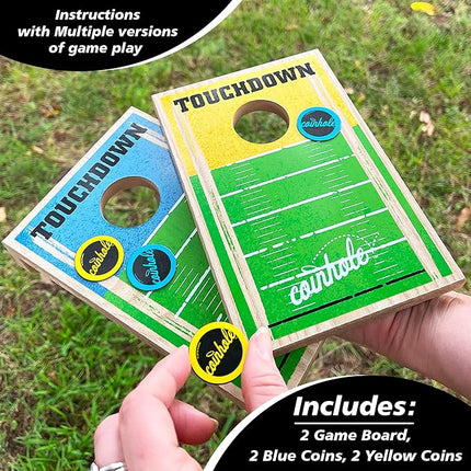 Coinhole Hasbro Tabletop Coin Bouncing Game | Desktop Cornhole Game Set | 2+ Players All Ages (Touchdown Game Set)