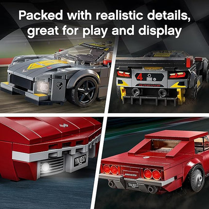 LEGO 76903 Speed Champions Chevrolet Corvette C8.R Race Car and 1969 CC Racing Model, Toy Cars Building Kit for Kids 8 Plus Years Old, 2 Sports Models