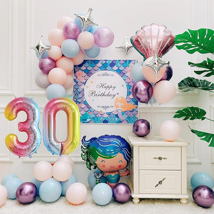 Smlpuame 40 Inch Number Balloons 0-9 Rainbow Gradient Large Number 30 Balloons, Digital Balloons for Birthday Party Celebration Decorations, Helium Foil Number Balloons for Wedding Anniversary