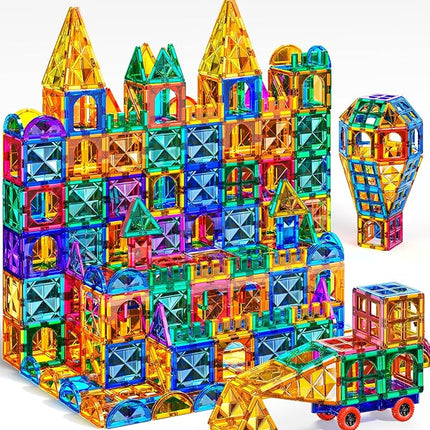 80 PCS Magnetism Blocks Tiles for Kids Ages 3 4 5 6 7 8+, Building Set for Toddlers 3-5 4-8, Stacking Blocks, Educational Construction Toy for Boys and Girls, Creative Play Birthday Gifts 2-4