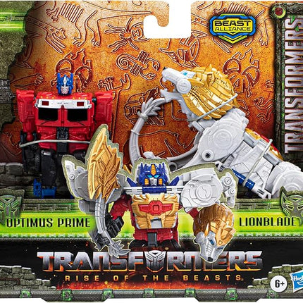 Transformers: Rise of The Beasts Movie, Beast Alliance, Beast Combiners 2-Pack Optimus Prime & Lionblade Toys, Ages 6 and Up, 5-inch