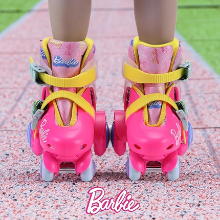 Barbie Kids Trainer Skates - Light Up Wheels, ABEC 5 Bearings, Durable PVC Material, Foam Shoe Lining, Perfect for Active Fun and Adventures, US Size 9-12