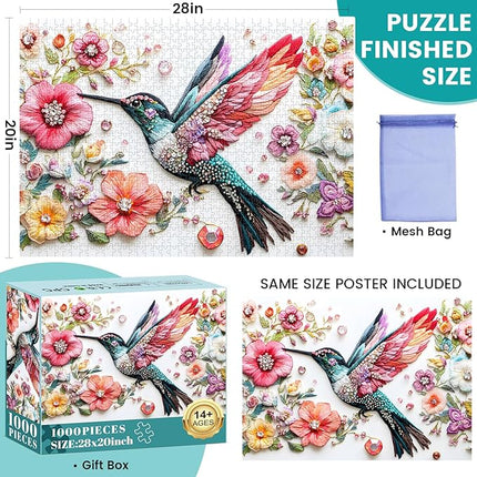 Puzzles for Adults 1000 Pieces,Jigsaw Puzzles 1000 Pieces Bird Puzzles Adult Puzzle Games Unique Cool Puzzle Recycled Cardboard Challenging Game Birthday Party Bird Lover Gift Toy 28x20 in