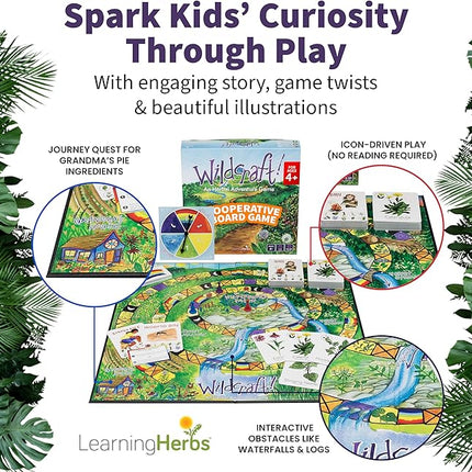 Wildcraft! an Herbal Adventure Cooperative Board Game - Learn 25 Herbs with No Reading Required - Educational Game for Kids 4+ & Families - Includes 3 Printable PDFs, Coloring Book & Plant Guide