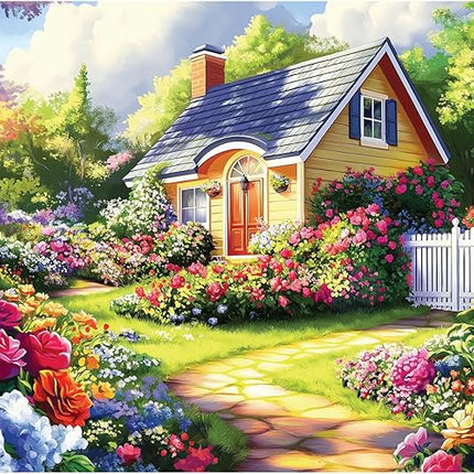 500 Pieces Puzzle for Adults, Flower Garden Puzzle for Adults, Beauty House Jigsaw Puzzles 500 Pieces Challenging Game Home Decor Birthday Party Gift Toy for Adults Kids Seniors 20.5 * 15 inch