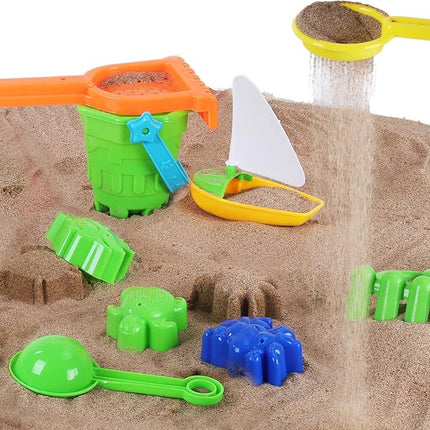 Liberty Imports Double Sand & Water Wheel Tower Beach Toy Set w/Built-in Funnel, Sieve, Bucket, Shovel, Rake, Animal Molds for Kids, Toddlers Play