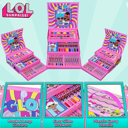 L.O.L. Surprise! Colored Pencils Art Supplies Kids Drawing Kit School Supplies Painting Kit Girls Drawing Pencils Art Kit Travel Case with Crayons Arts and Crafts for Kids 4-12 (Multicolor)
