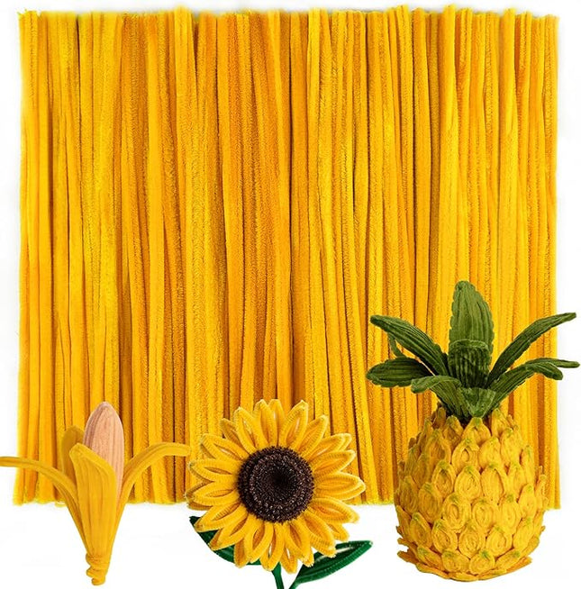 Caydo 200 Pieces Blonde Pipe Cleaners,Thick Fluffy Chenille Stems, Pipe Cleaner Crafts for Arts & Crafts, Perfect for Making Animals, Flowers, and Valentine's Day Decorations