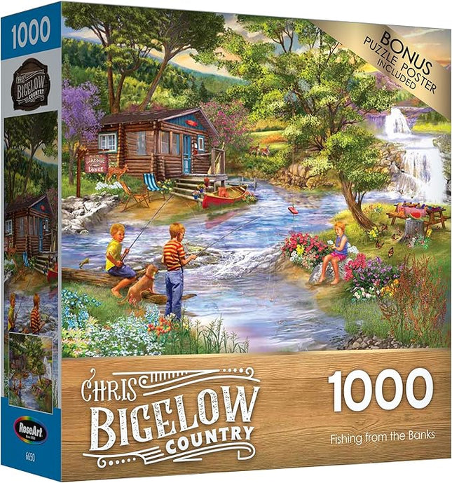 RoseArt - Chris Bigelow - Fishing from The Banks - 1000 Piece Jigsaw Puzzle for Adults