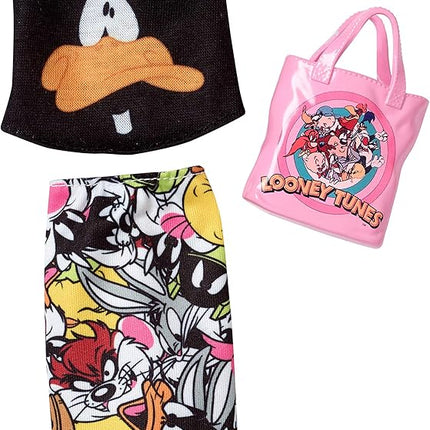 Barbie Clothes: Looney Tunes Daffy Duck Top & Character Skirt Doll & Accessory