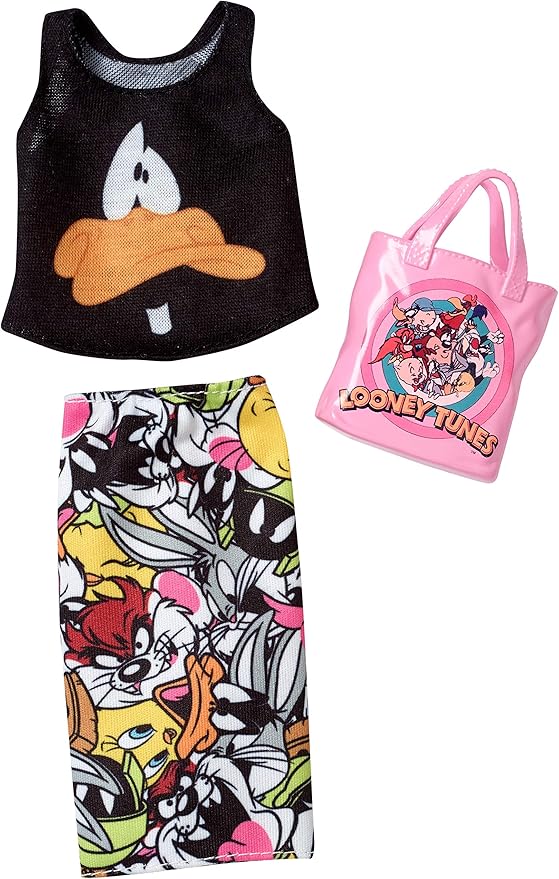 Barbie Clothes: Looney Tunes Daffy Duck Top & Character Skirt Doll & Accessory