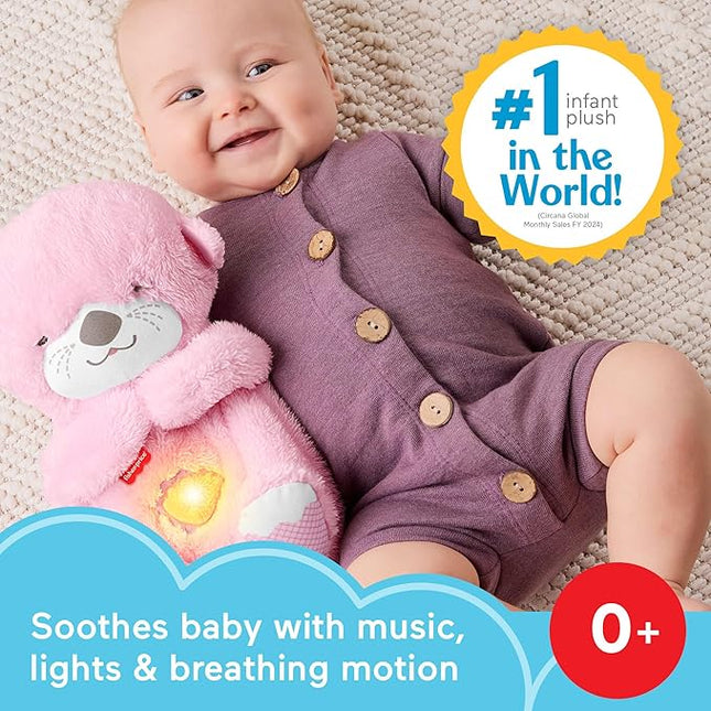 Fisher-Price Baby Toy Soothe ‘n Snuggle Otter Plush, Pink Portable Sound Machine with Breathing Motion & Lights for Newborns Ages 0+ Months