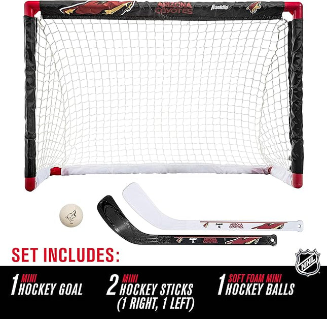 Franklin Sports NHL Mini Hockey Set - Kids Indoor Knee Hockey Goal, Ball, + 2 Stick Combo - Youth Team Indoor Toy Set - Official - Ages 3+