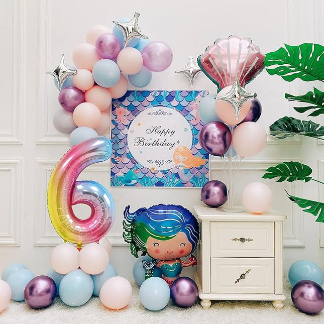 Smlpuame 40 Inch Number Balloons 0-9 Rainbow Gradient Large Number 6 Balloons, Digital Balloons for Birthday Party Celebration Decorations, Helium Foil Number Balloons for Wedding Anniversary