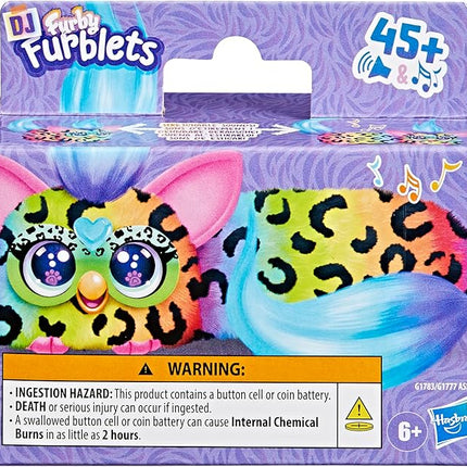 FURBY DJ Furblets Rain-Bow-Kat Mini Electronic Plush Toy with Funny Stretchable Sound Effects & Music, Speaks Furbish, Multicolor