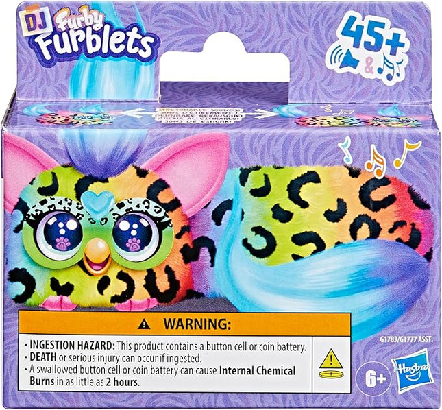 FURBY DJ Furblets Rain-Bow-Kat Mini Electronic Plush Toy with Funny Stretchable Sound Effects & Music, Speaks Furbish, Multicolor