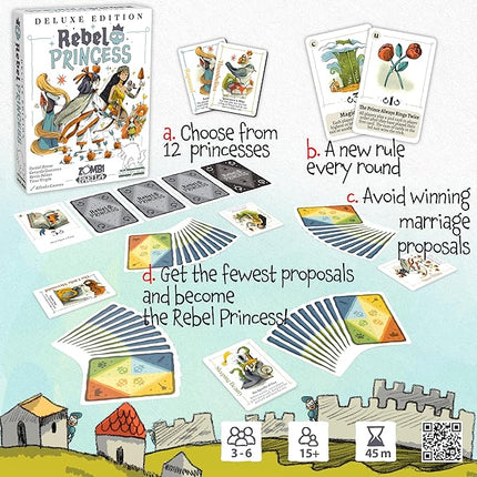 Rebel Princess Deluxe Edition, Ultimate Blend of Theme and Strategy, Fast-Paced Addictive Card Game, Perfect for Game Nights - 3+ Players, Ages 15+, 45 Minutes - from The Creators of Cat in The Box