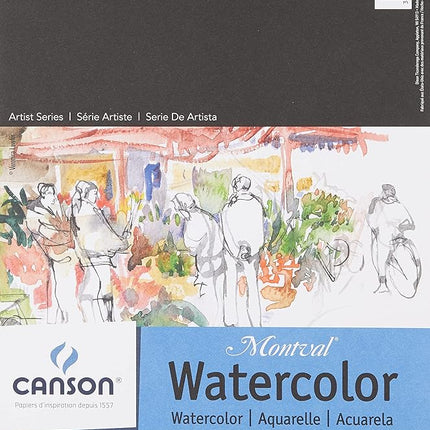 Canson Artist Series Montval Watercolor Paper, Foldover Pad, 9x12 inches, 12 Sheets (140lb/300g) - Artist Paper for Adults and Students - Watercolors, Mixed Media, Markers and Art Journaling