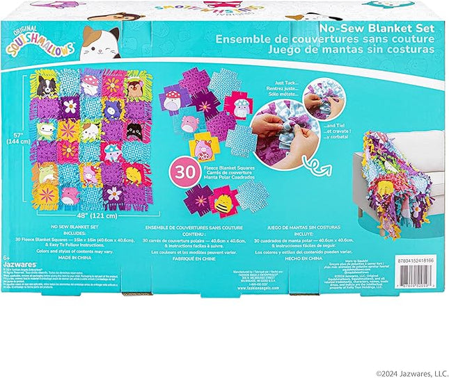Fashion Angels Squishmallows No-Sew Blanket Kit, Set Includes Assorted Polar Fleece Squares, Ideal Craft Activity for Girls & Boys