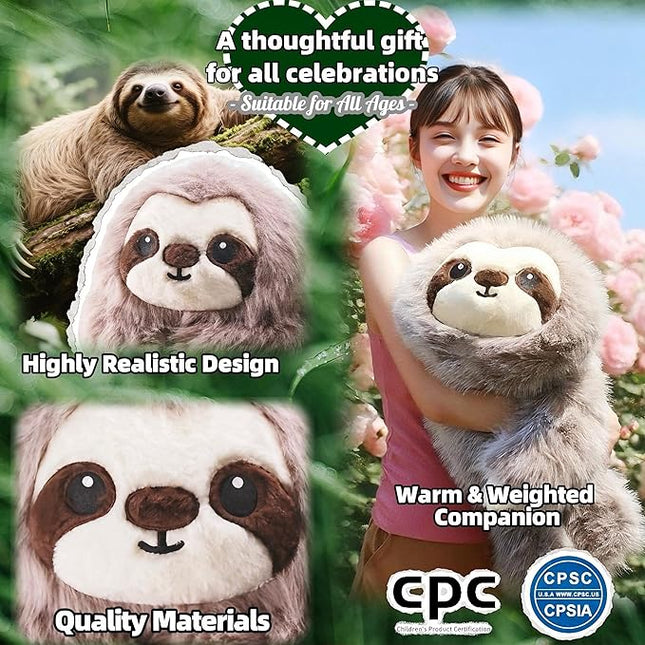 uoozii 24" | 5 Pounds Sloth Weighted Stuffed Animals with Removable Unscented Microwavable Pouch, Cute Coolable Warmable Weighted Plush Gift for Kids & Adults