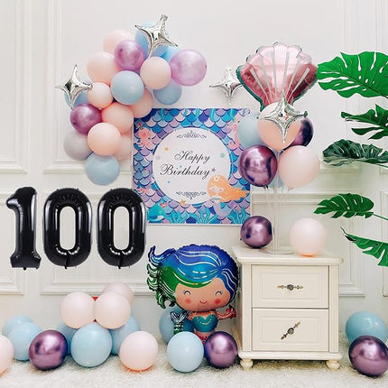 Smlpuame 40 inch Number Balloon 0-9 Black Large Number 100 Balloons,Digital Balloons for Birthday Party Celebration Decorations Supplies, Helium Foil Number Balloons for Wedding Anniversary