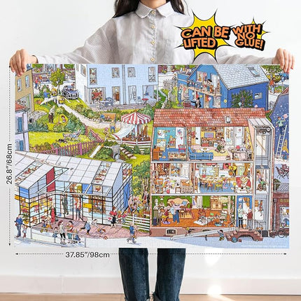 MOMIBOOK Puzzles for Adults 1000 Piece Jigsaw Puzzles of Wonderful! A Big Family, Painting Image Difficult Challenging Hard Impossible Puzzle, Cute Funny Toys & Games Christmas Birthday Gifts