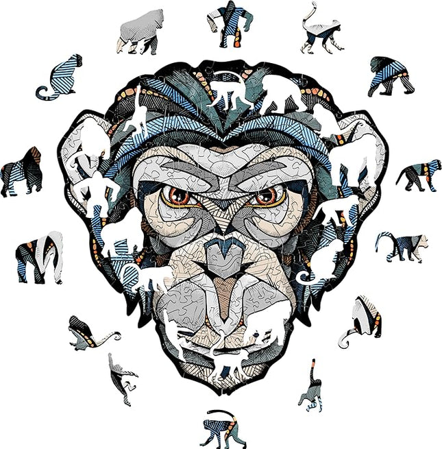 EWA Home Décor – Chimp (Chimpanzee) Small 110 Pieces – Wooden Jigsaw Puzzle for Adults – Perfect for Artistic Home Decoration and Mindful Relaxation