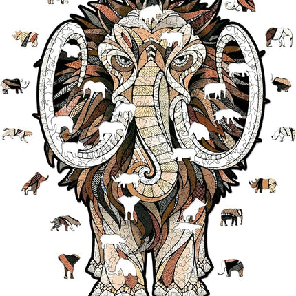 Mastodon S Wooden Puzzle for Adults - A 80-Piece Prehistoric Giant Ready to Adorn Your Living Space with Its Majestic Presence