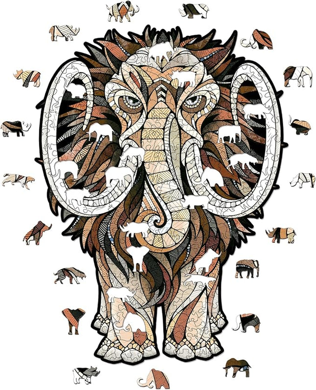 Mastodon S Wooden Puzzle for Adults - A 80-Piece Prehistoric Giant Ready to Adorn Your Living Space with Its Majestic Presence