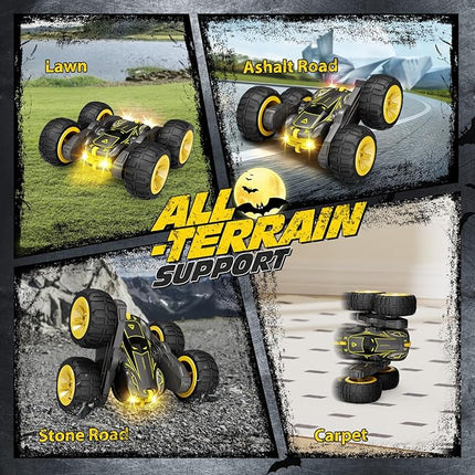 Tecnock Remote Control Car for Kids, 2.4GHz RC Cars with USB-C Easy Charging, 4WD Double Sided 360° Rotates and Flips RC Stunt Car, Toys Gift for Boys and Girls Ages 6-8, 8-12