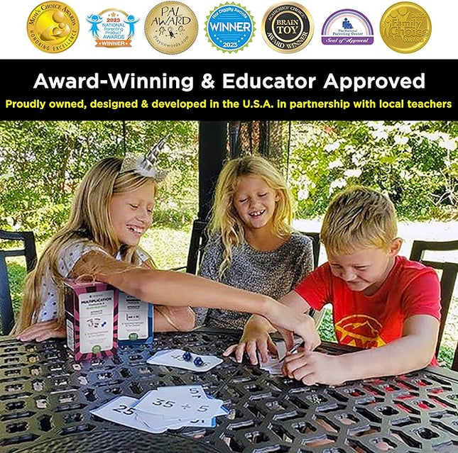 Think Tank Scholar 335 Multiplication & Division Flash Cards (Award Winning) 1 Fact Per Card with Visual Aids – All Facts 0–12 + Dice, Games & Charts – Grades 2–6, Homeschool & Classroom Learning