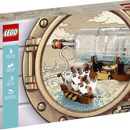 LEGO Ideas Ship in a Bottle 92177 Expert Building Kit, Snap Together Model Ship, Collectible Display Set and Toy for Adults (962 Pieces),Multicolor