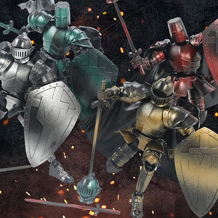 Mystic Red Skeleton Knight Action Figure Toy, Multi-Jointed Movable Dummy Medieval T13 Articulated Robot Figure, Fantasy Warrior Undead Skeleton Death Knights Display Model (Assembly Required)