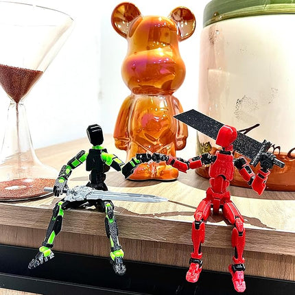 (Assembly Completed) 2 Packs T13 Action Figure Set, Dummy 13 3D Printed ActionFigure Toy Gifts for Kids, Robot 13 Action Figure Full Body Mechanical Doll Christmas Birthday Gift for Boys Girls