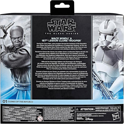 STAR WARS The Black Series Mace Windu & 187th Legion Clone Trooper 6-Inch Scale Action Figure Set Clones of The Republic (G0212)