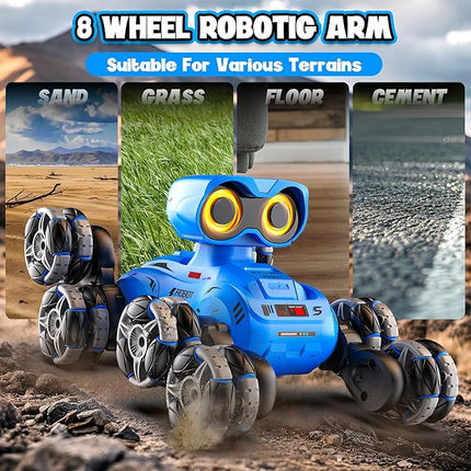Robot Toys, 8-Wheel Stunt Remote Control Car with Auto-Demonstration, 360° Rotation, LED Eyes, Music, 2.4Ghz, All Terrain Rc Cars, Remote Control Car for Boys 4-7 6-8 8-12