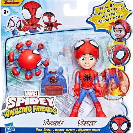 Spidey and His Amazing Friends Marvel Hero Reveal 2-Pack, 4-Inch Scale-Action Figures,-Mask Flip Feature, Spidey and Trace-E, 3 and Up