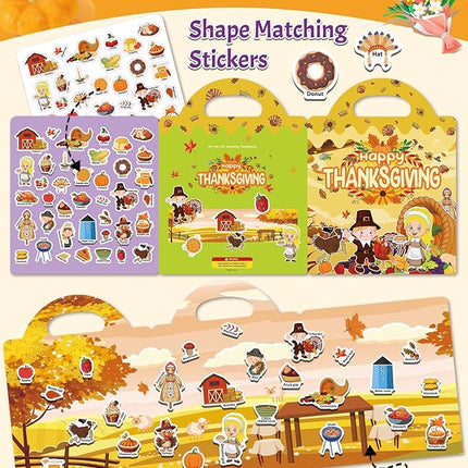 Benresive Reusable Sticker Books for Kids 2-4, Sticker Books for Toddlers 1-3 2-4, Toddler Travel Toys Activities Crafts Gifts - Thanksgiving