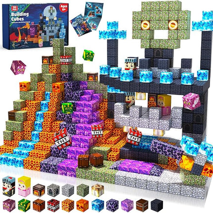 Magnetic Blocks - 150 PCS Build Magnetic Dark Castle Sword Domain World - Magnetics Construction Cube Toys - STEM Montessori Sensory Toys for Toddlers 6 7 8 9 10 Year Old Boys & Girls