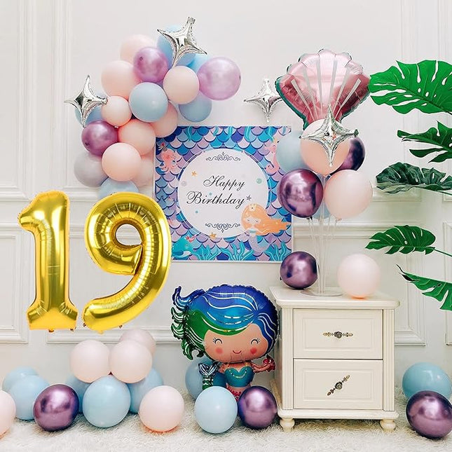 Smlpuame 40 inch Number Balloon 0-9 Gold Large Number 19 Balloons,Digital Balloons for Birthday Party Celebration Decorations Supplies, Helium Foil Number Balloons for Wedding Anniversary