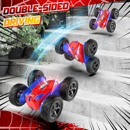 Remote Control Car, Double-Sided 360 ° Flipping Rotating RC Car, RC Stunt Car with Colorful LED Lights, 4WD RC Toy Car for Boys Age 8-12 and Boys Girls Birthday Present