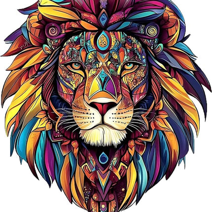 Wooden Puzzles for Adults,Lion Wooden Jigsaw Puzzles 61pcs,11.2x11.2in,Large,Unique Shape Adult Puzzles,Irregular Wood Puzzles Creative Gift for Adults and Kids Family Game